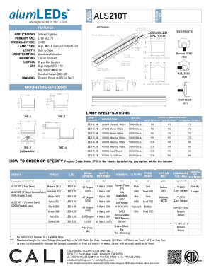 ALS210T LED Lighting Specification Form