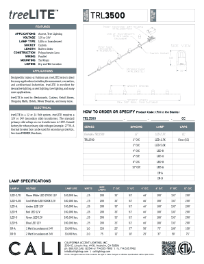treeLITE TRL3500 Lighting Order Form