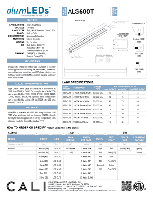 ALS600T LED Lighting Order Form