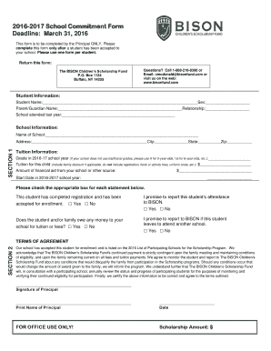 2016-2017 School Commitment Form