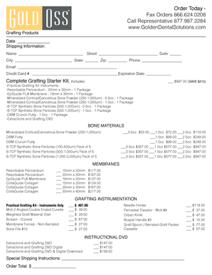 Golden Dental Solutions Order Form
