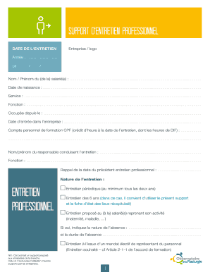 SUPPORT D’ENTRETIEN PROFESSIONNEL