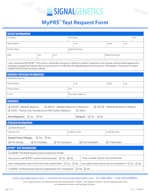 MyPRS Test Request Form