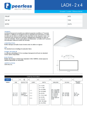 Formulaire de commande de luminaire fluorescent encastré
