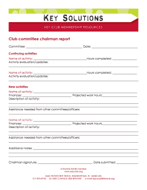 Club Committee Chairman Report