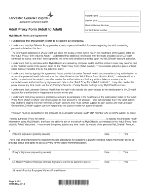 Adult Proxy Form for MyLGHealth Access
