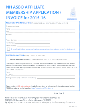 NHASBO Affilate Membership Invoice Form 2015-16