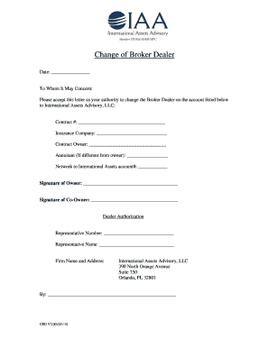 Change of Broker Dealer Form