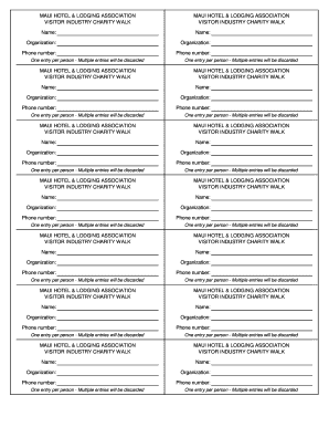 Visitor Industry Charity Walk Registration Form