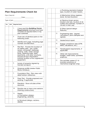 Building Permit Plan Requirements Checklist
