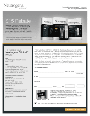 Neutrogena Clinical Rebate Form