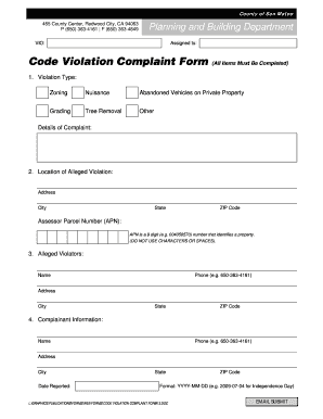 Code Violation Complaint Form