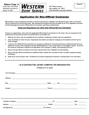 Application for Non-Official Contractor