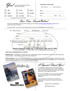 American Watercolor Society Donation Form