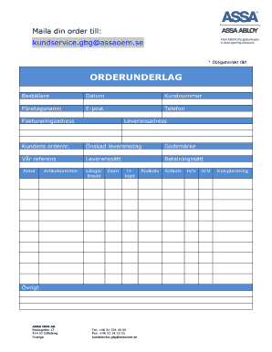Maila din order till ASSA OEM AB Bruksgatan 17 Tel +46 31 704 40 00 414 51 Gteborg Fax +46 31 14 23 55 Sverige kundservice