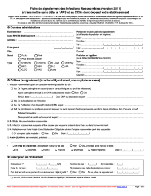 Fiche de signalement des Infections Nosocomiales