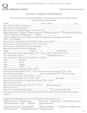 Diabetes Self Management Assessment Form