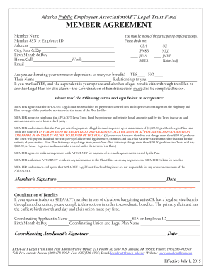 Alaska Public Employees Association Legal Trust Fund Member Agreement