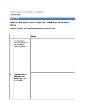 Customer Service Body Language Assessment Form