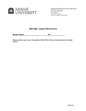 2007-2008 Student IRS W-2 Form
