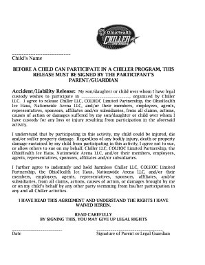 Child Activity Waiver Form