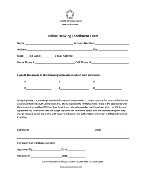 South Central Bank Online Banking Enrollment Form