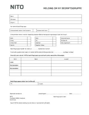 Norwegian Business Group Notification Form