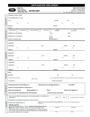 Application for Credit