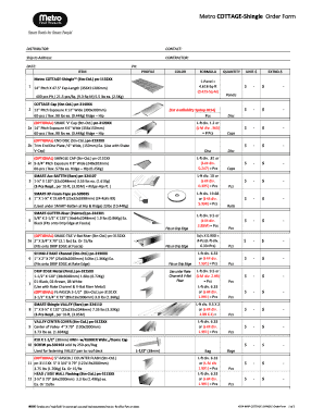 Metro Cottage Shingle Order Form