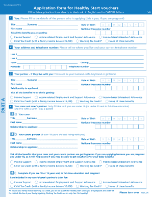 Healthy Start Voucher Application Form