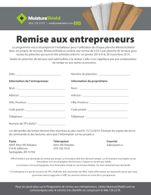 Formulaire de remise aux entrepreneurs