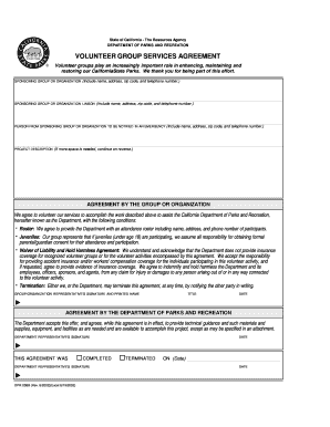 California Volunteer Group Services Agreement