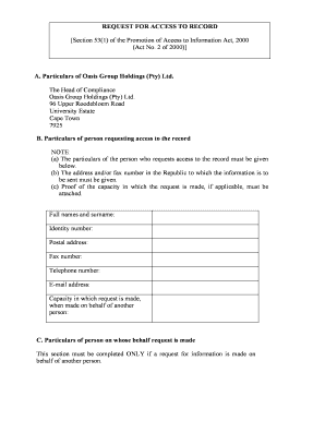 Request for Access to Record