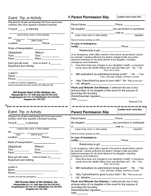 Girl Scout Event Permission Slip