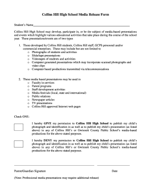Collins Hill High School Media Release Form