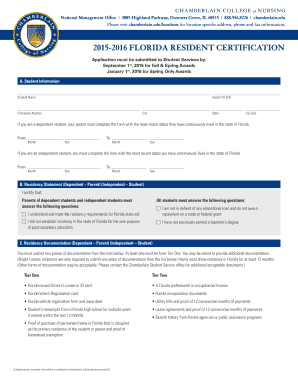 Florida Resident Certification Form