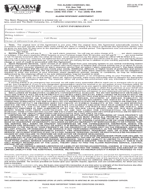 Alarm Response Agreement