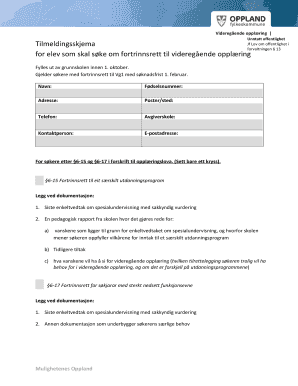 Norwegian Upper Secondary Education Priority Application Form