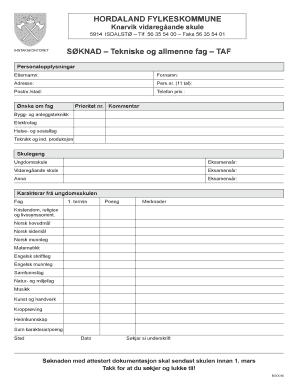 Norwegian Vocational School Application Form