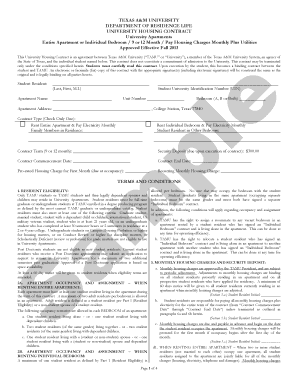 Texas A&M University Housing Contract