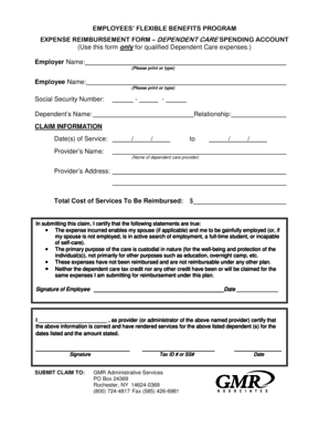 Employee Dependent Care Expense Reimbursement Form