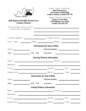 2005 Regional SS1600K Witness Form