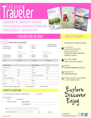 Lebanon Traveler Subscription Form