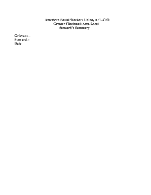 APWU Steward’s Summary Form