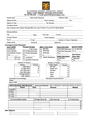 Small Fleet Primary Trucking Application