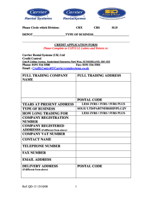Credit Application Form
