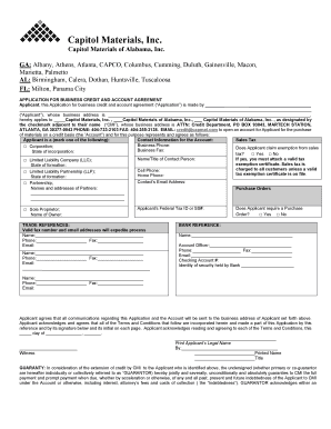 Application for Business Credit and Account Agreement