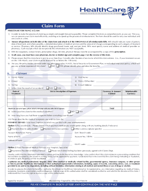 Healthcare International Medical Claim Form
