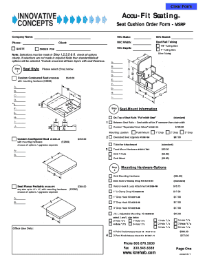 Accu-Fit Seating Seat Cushion Order Form
