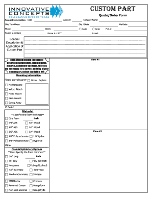 Custom Part Quote Order Form